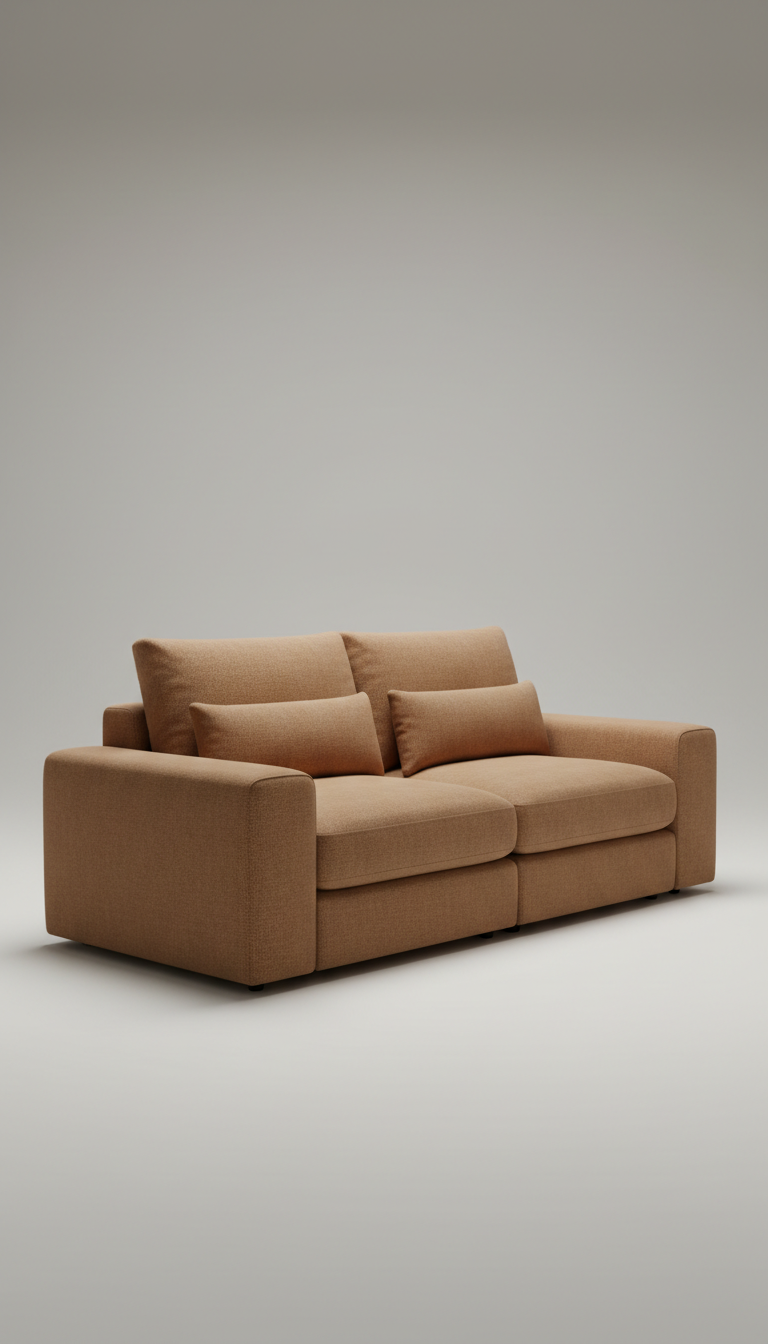Modular sofa in cinnamon oak upholstery