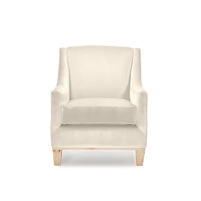 Abba Armchair with custom fabric upholstery.