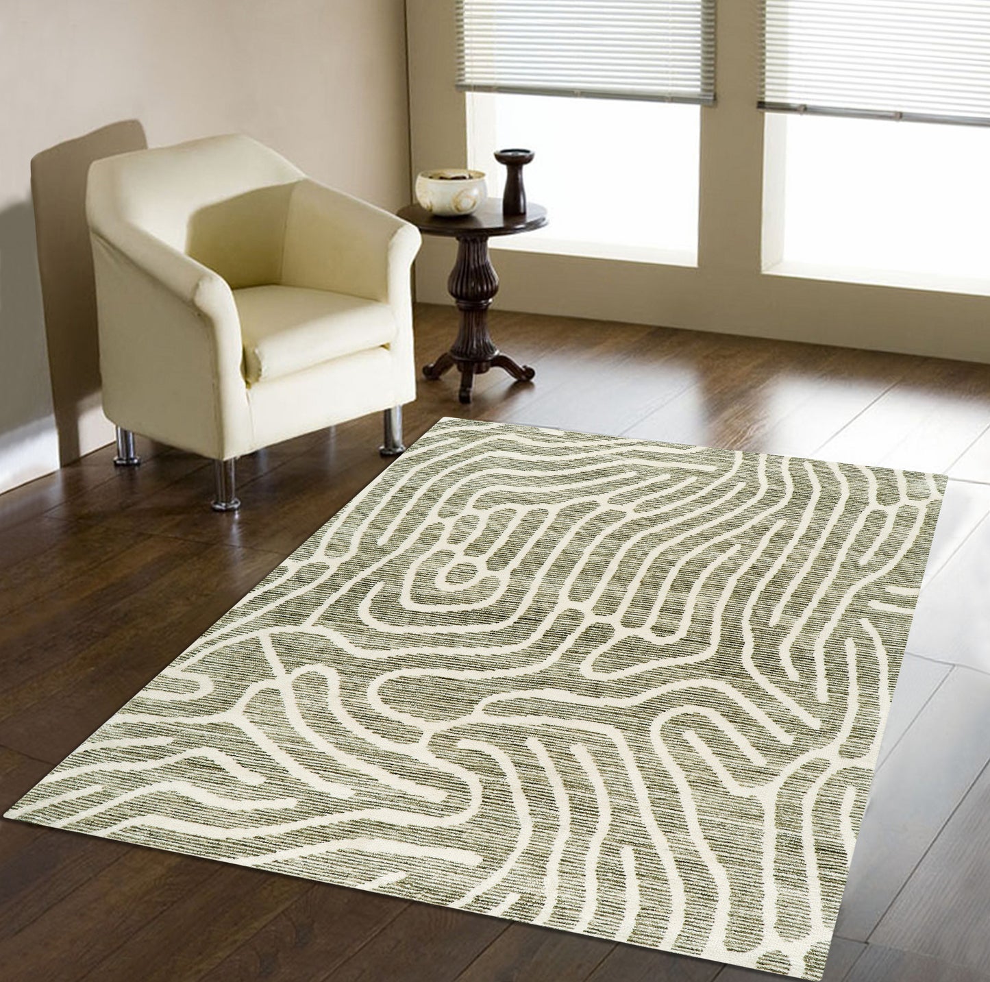 Affection Chinchilla rug styled in a living room