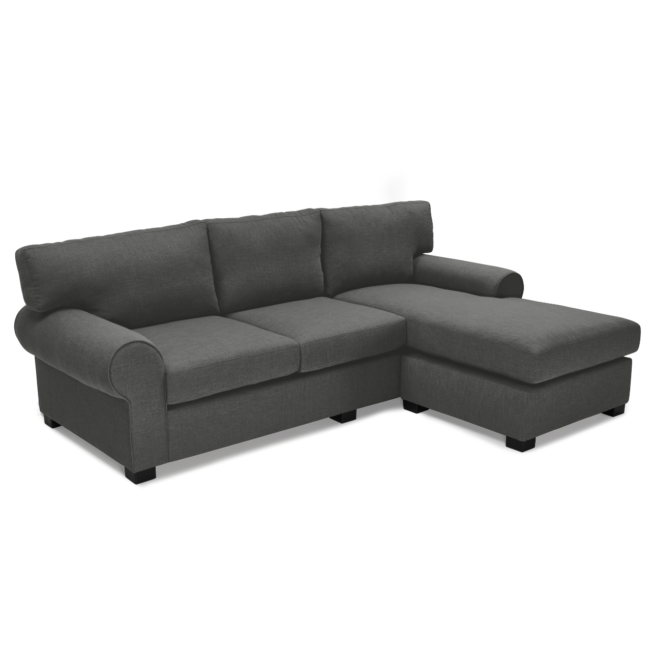 Customizable Anna L-Shaped Daybed Couch with plush upholstery and a classic round arm design.