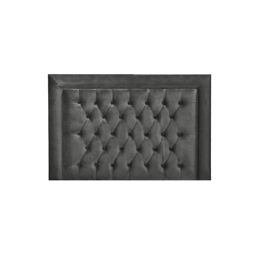 Luxurious headboard with deep button detailing and a framed design, ideal for a sophisticated bedroom.