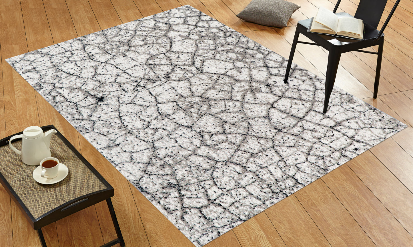 Lynx Stone rug styled in a living room