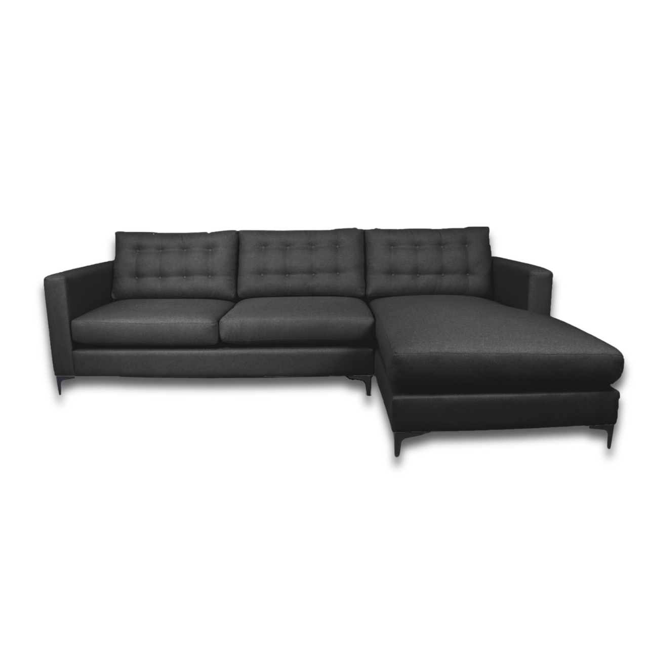 Modern Lisa L-Shaped Daybed with button accents, ideal for contemporary living rooms.