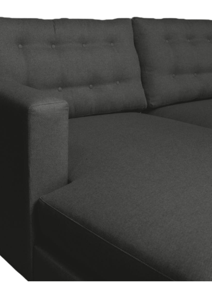 Side view of the Lisa L-Shaped Daybed, showcasing its button-detail cushions and modern design.