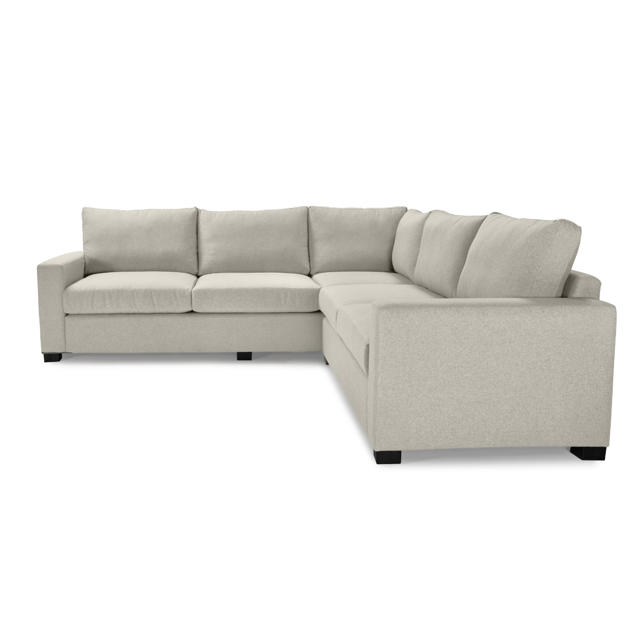 Side view of the Mexico L-Shaped Corner Couch, showcasing its thin arms and spacious seating.