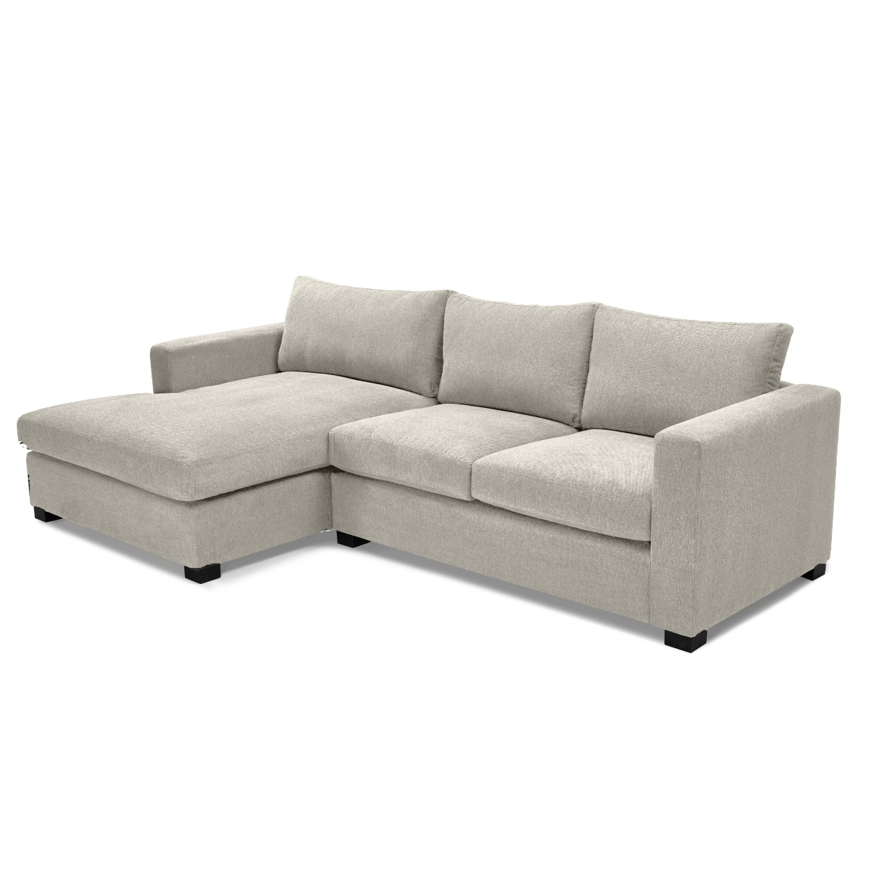 Modern Mexico Daybed featuring an L-shape and universal daybed, customizable in various upholstery fabrics shown in beige.