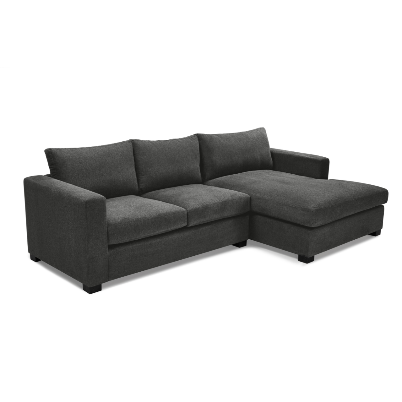 Side view of the Mexico L-Shape Daybed with Universal Daybed, showcasing its flexible configuration in charcoal colour
