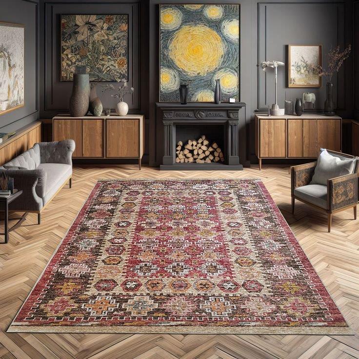 Red revival rug For office and Home use - Bellville Furniture