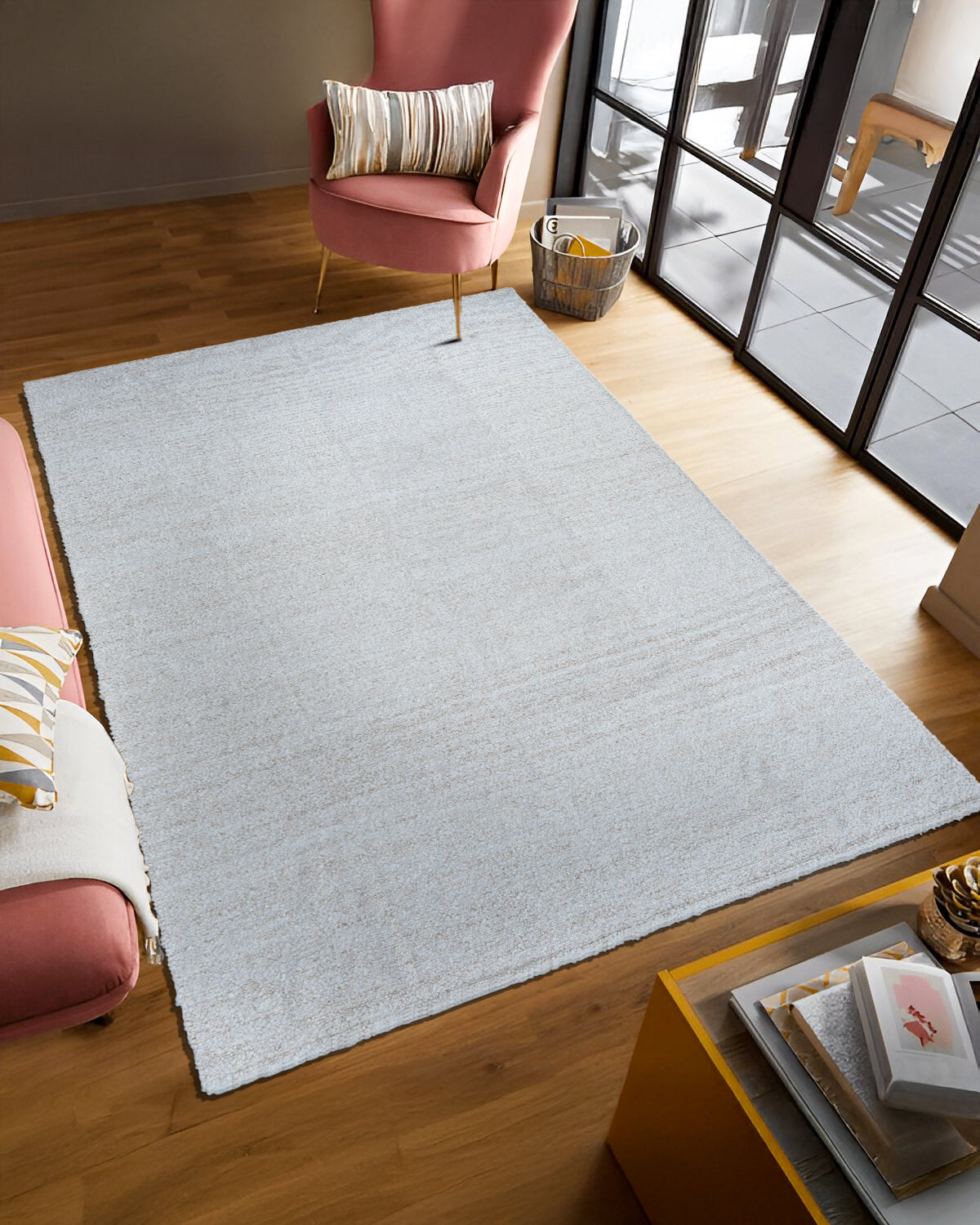 Wayfarer Pebble rug styled in a living room