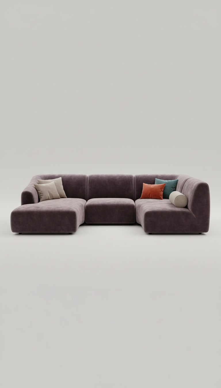 Sculpted velvet sectional sofa