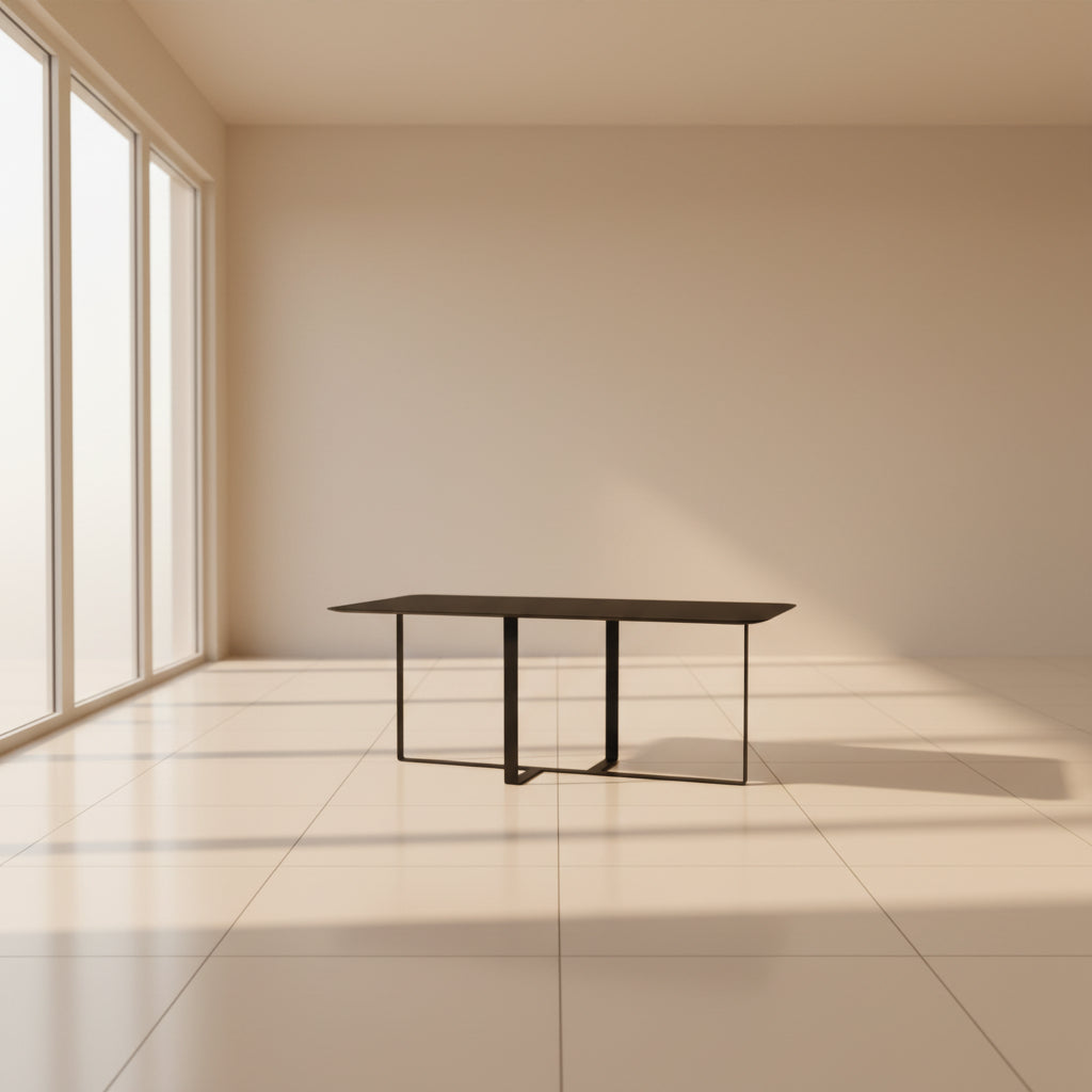 Zurich Black Steel Coffee Table with a modern rectangular design and curved corners.