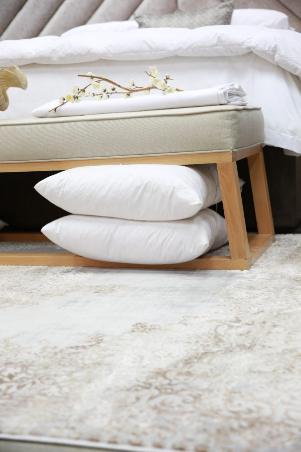 Close-up of a feather pillow inner, highlighting its soft and supportive filling