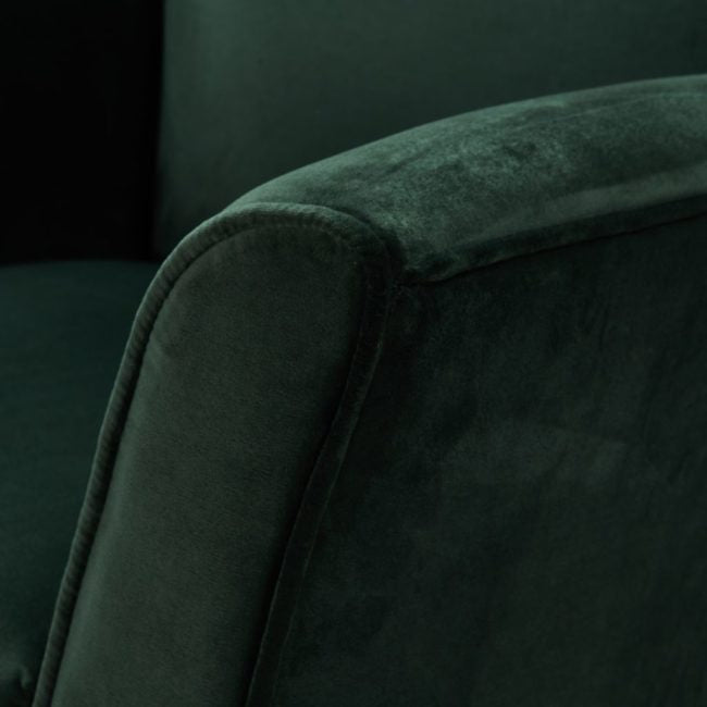 Roman Armchair with custom fabric and modern silhouette.