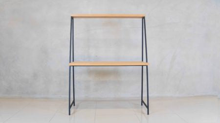 Milly Desk with a practical top shelf, ideal for compact home office setups.