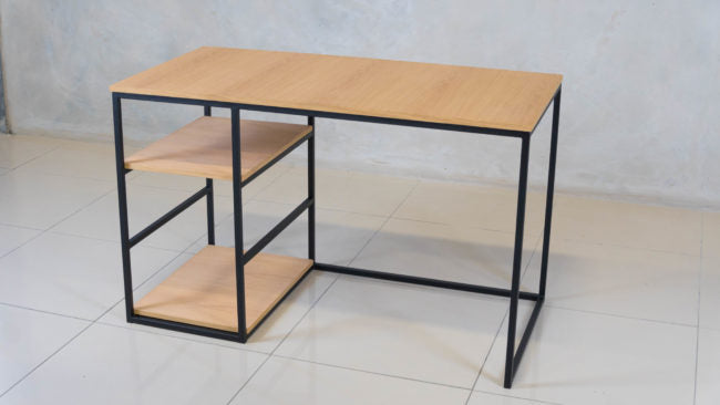 Stylish Harvard Desk with bottom shelves, ideal for organizing work essentials.