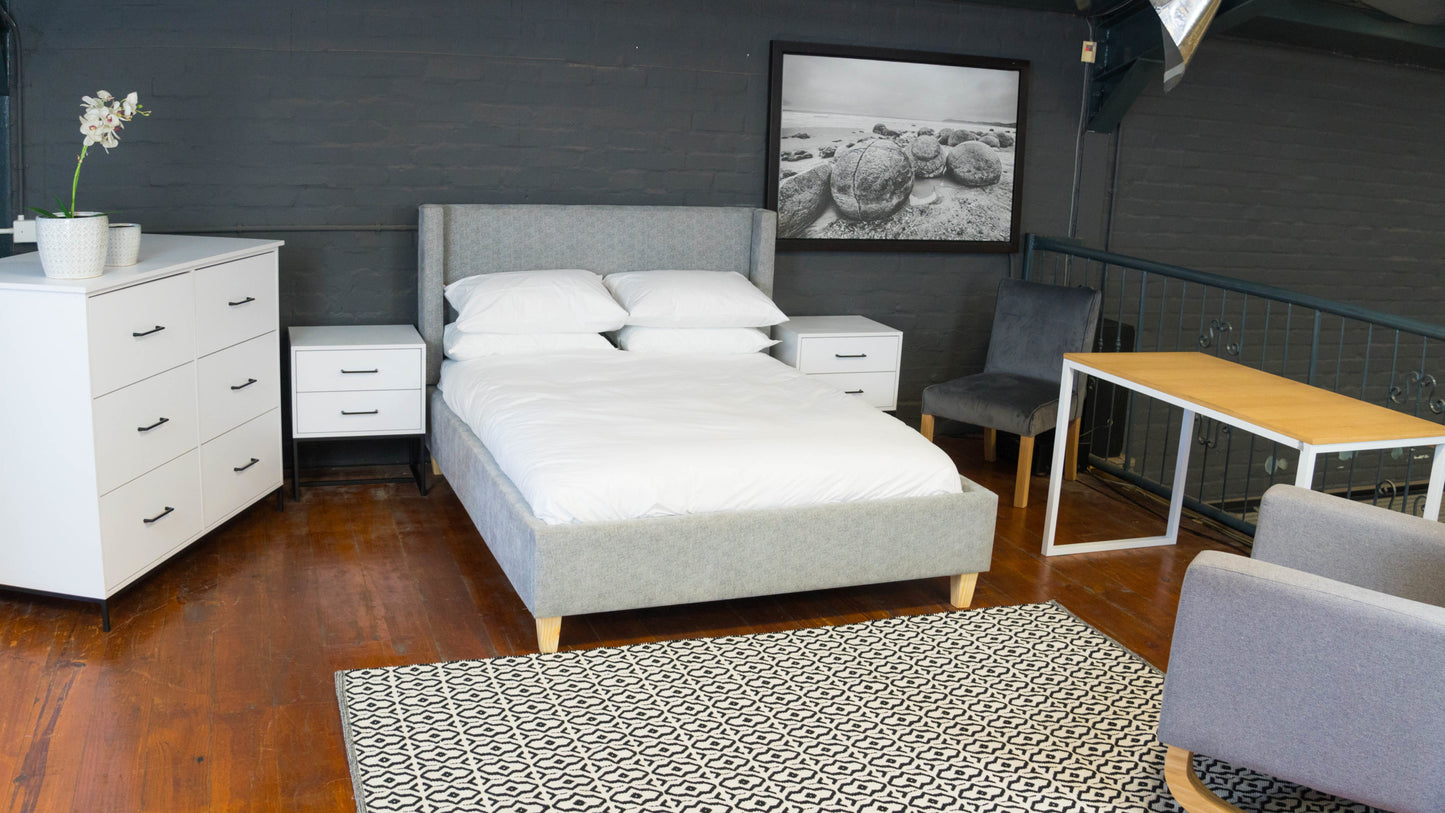 High-quality SOR Studio Upholstered Bed with a modern design, available in various finishes.