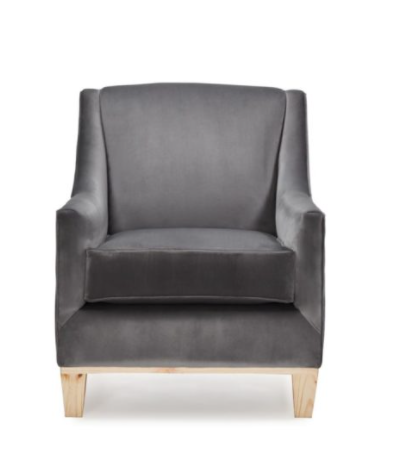 Abba Armchair with custom fabric upholstery.