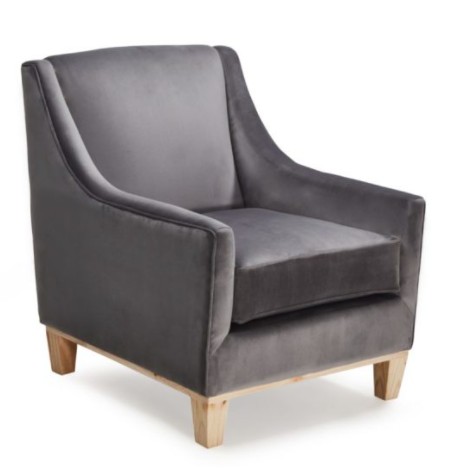 Abba Armchair with custom fabric upholstery.