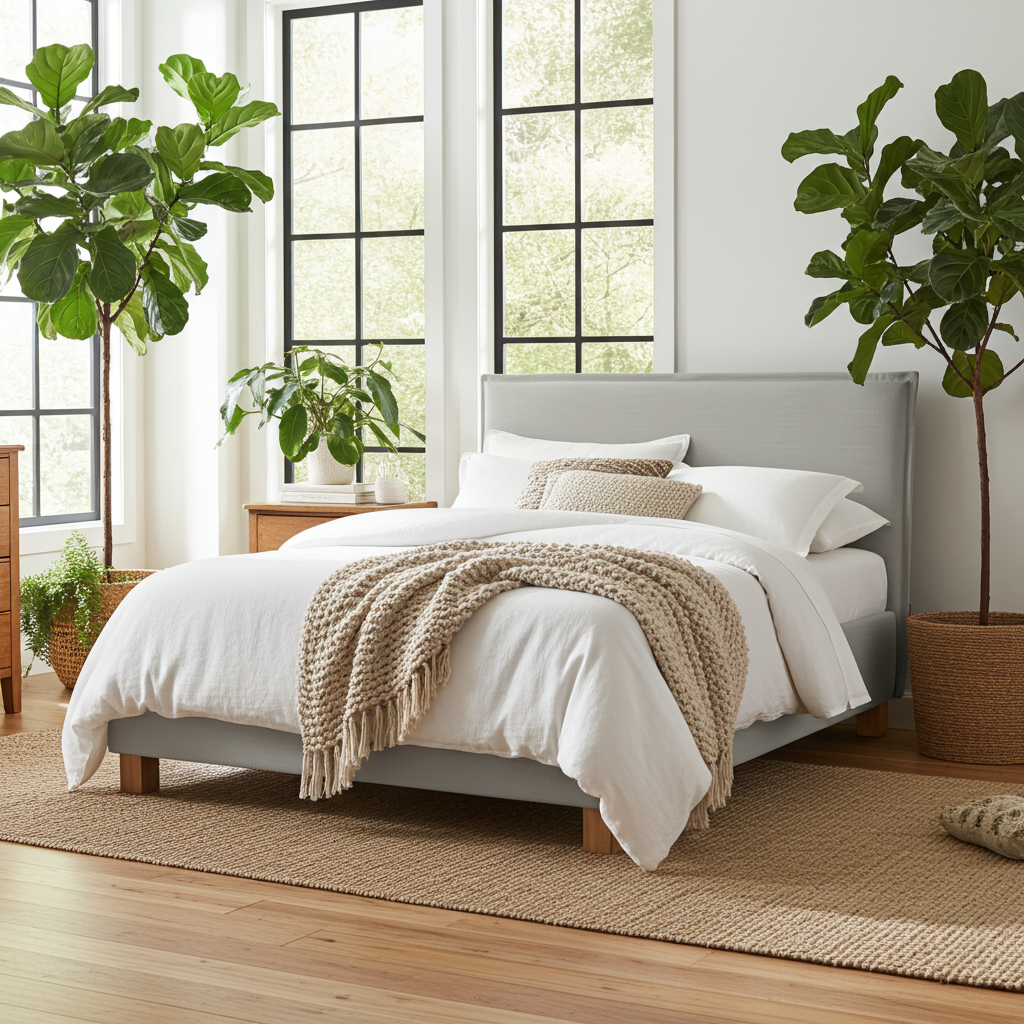 Stylish Upholstered bed customisable in your colour of fabric
