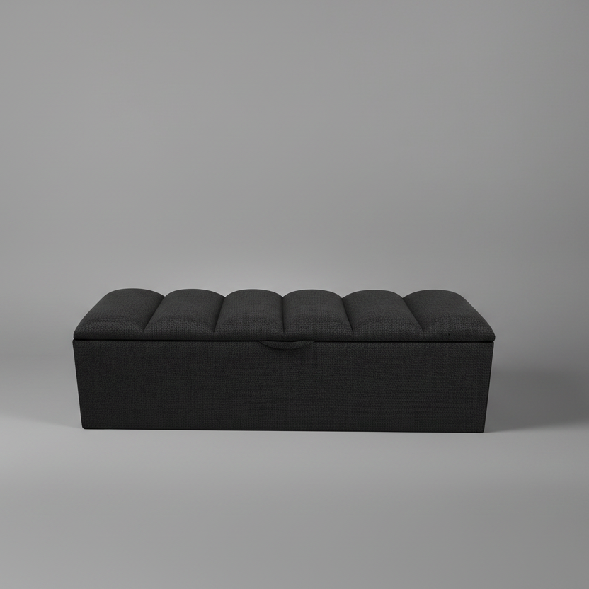 Black ottoman on a gray background