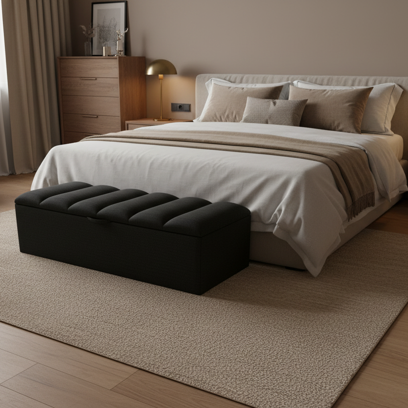 Fluted Storage Ottoman