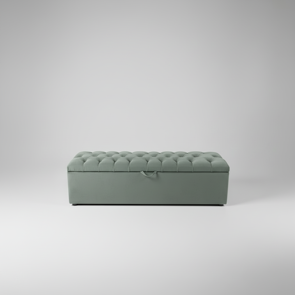 Deep button Storage Ottoman