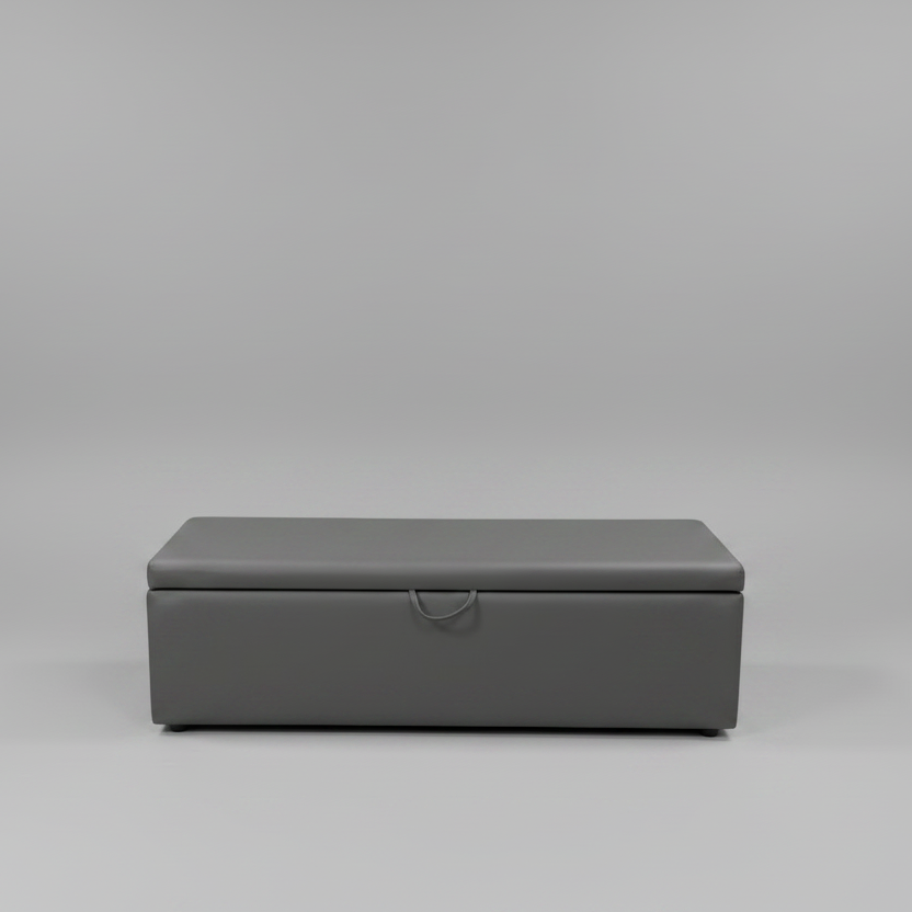 Grey Upholstered Storage box for bedroom