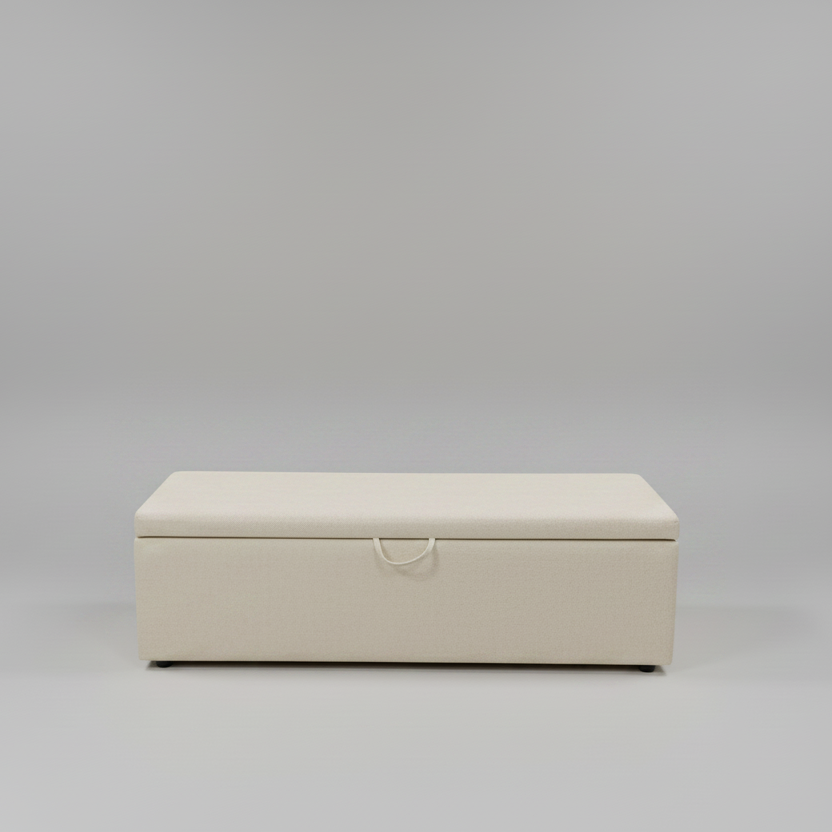 Beige storage bench on a gray background