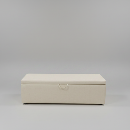 Beige storage bench on a gray background