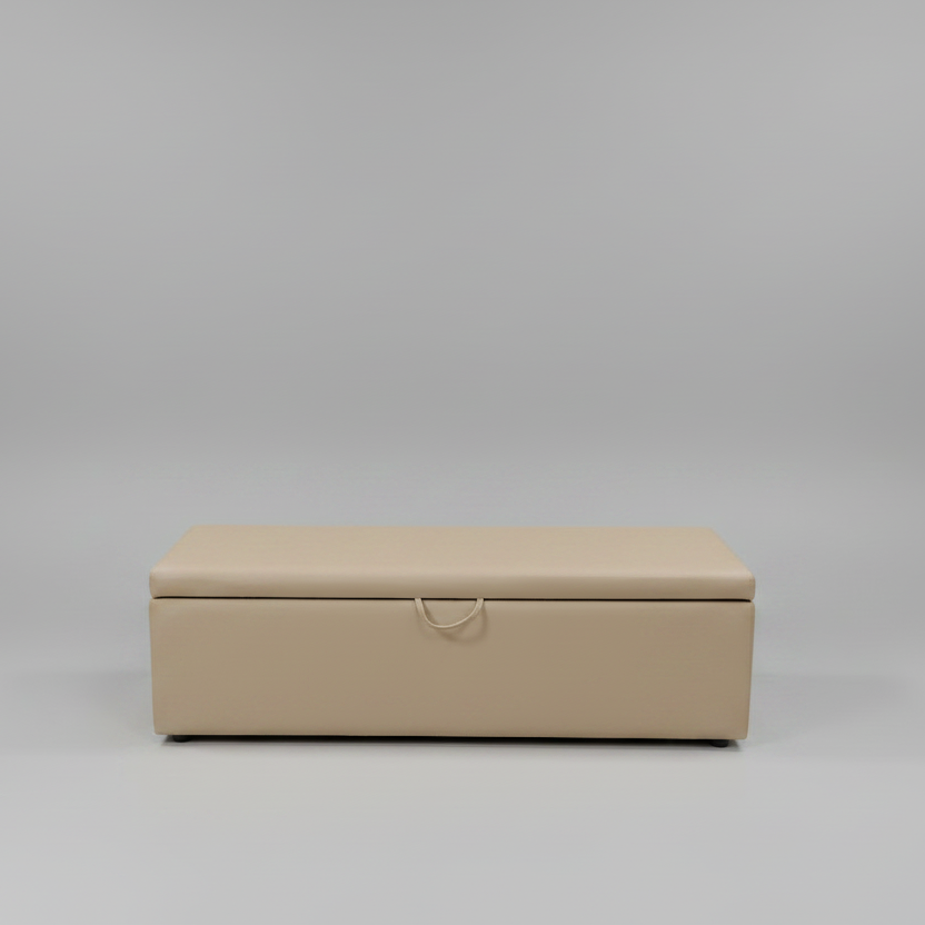 Beige storage box on a gray background