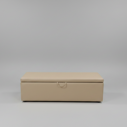 Beige storage box on a gray background