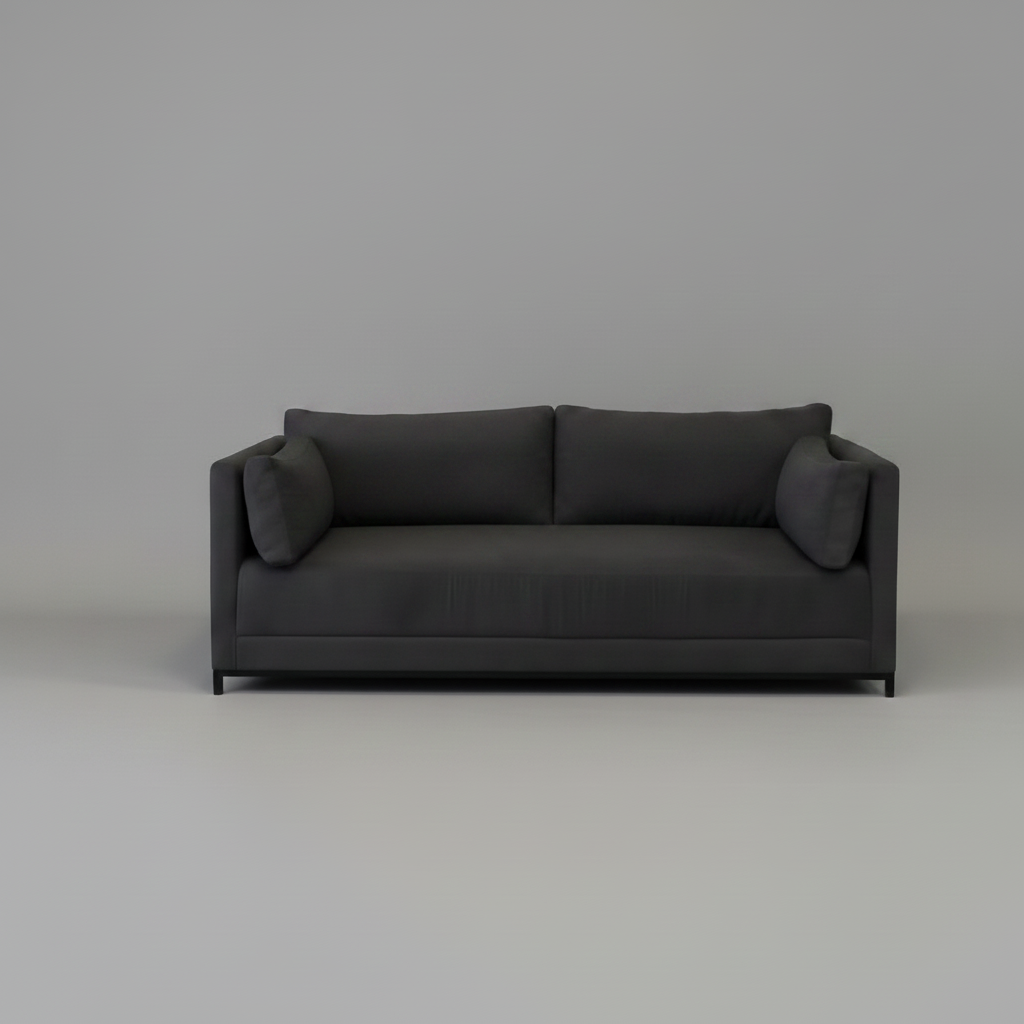 Dark gray sofa on a plain background