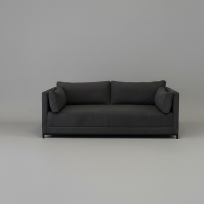 Dark gray sofa on a plain background