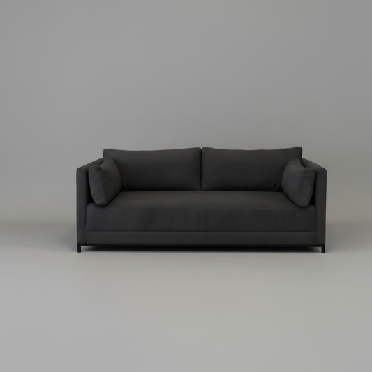 Dark gray sofa on a plain background