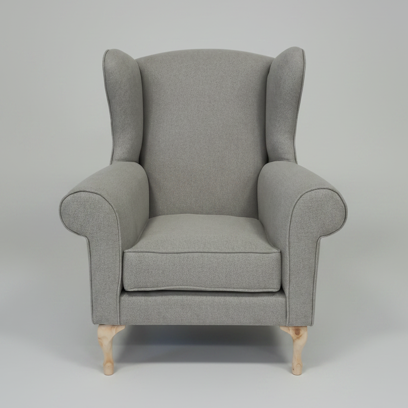 Gray armchair on a light gray background