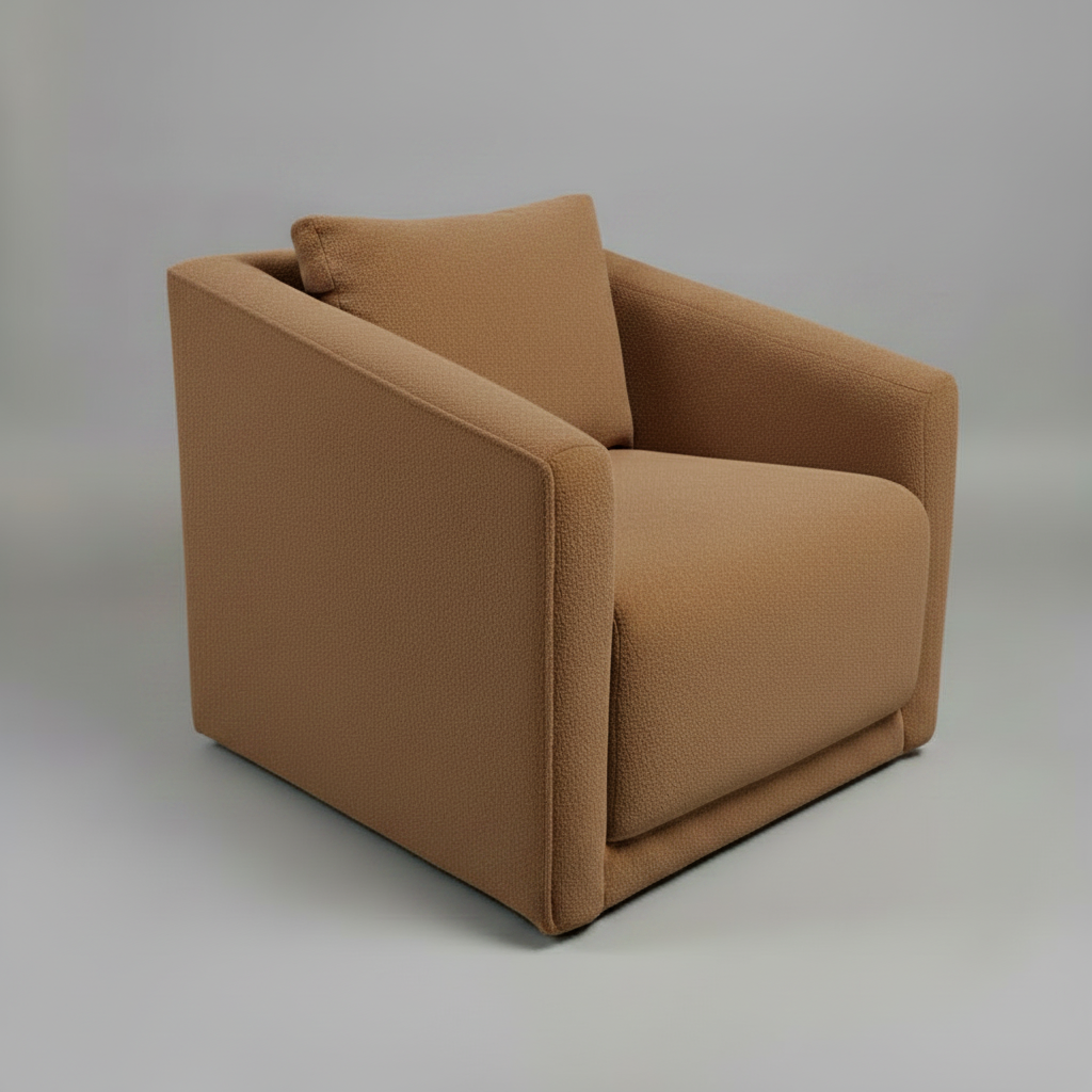 Beige armchair on a gray background
