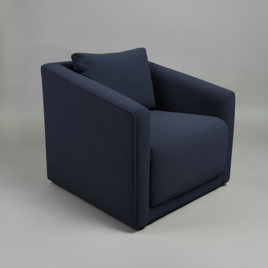 Gray armchair with a pillow on a light gray background
