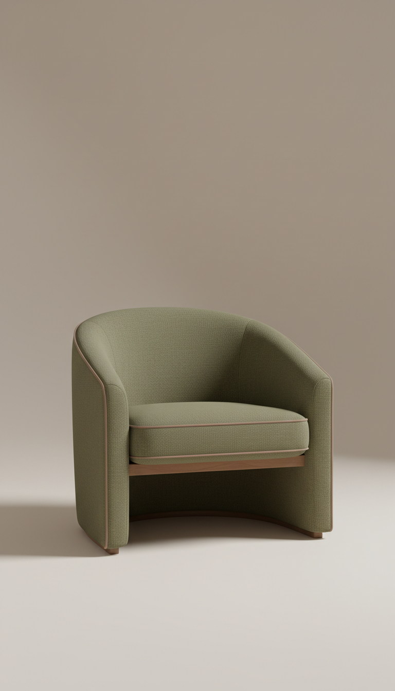 Accent lounge chair in urban olive fabric