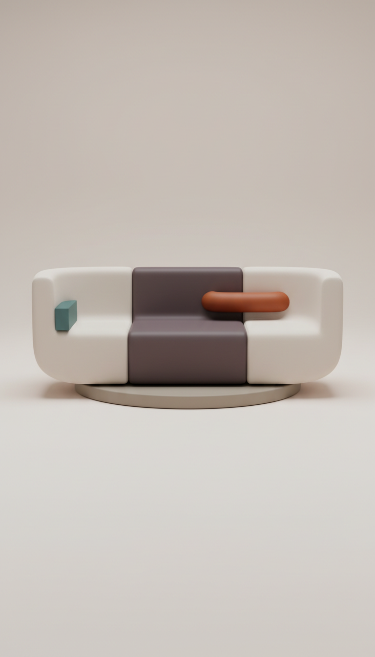 Curved modular accent bench