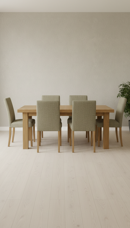 Oak Dining Set with Upholstered Chairs