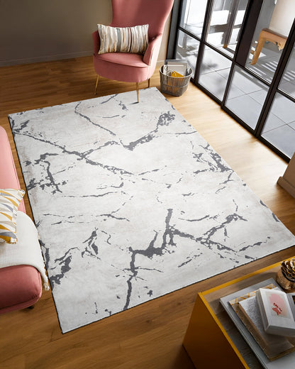 Alpine Stone rug styled in a living room