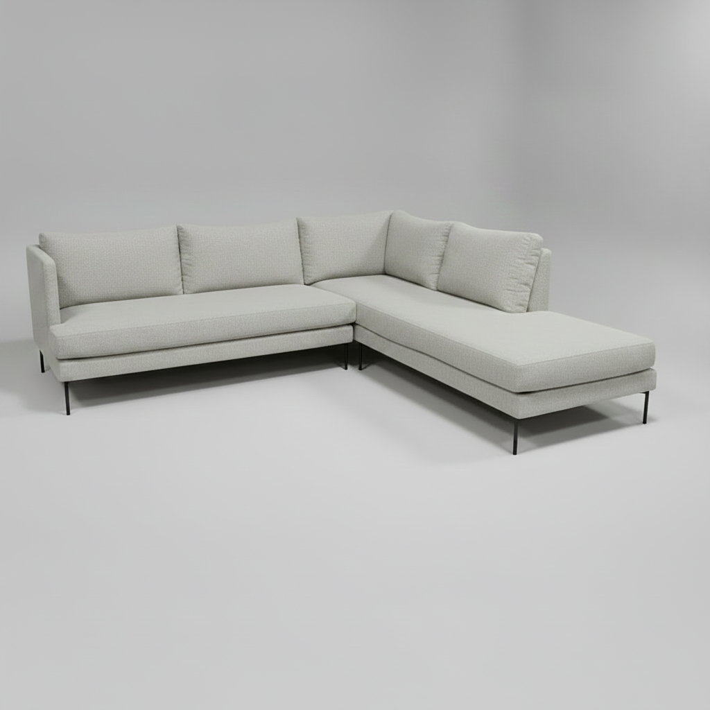 Gray sectional sofa on a white background