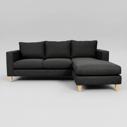 Gray sectional sofa on a light gray background