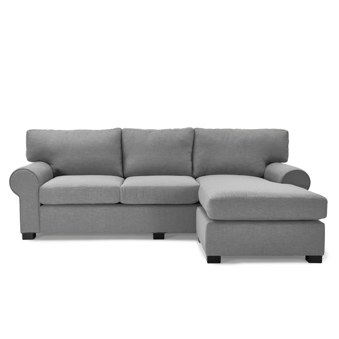 Anna L-Shaped Daybed Couch with round arms, showcasing a blend of classic and modern design
