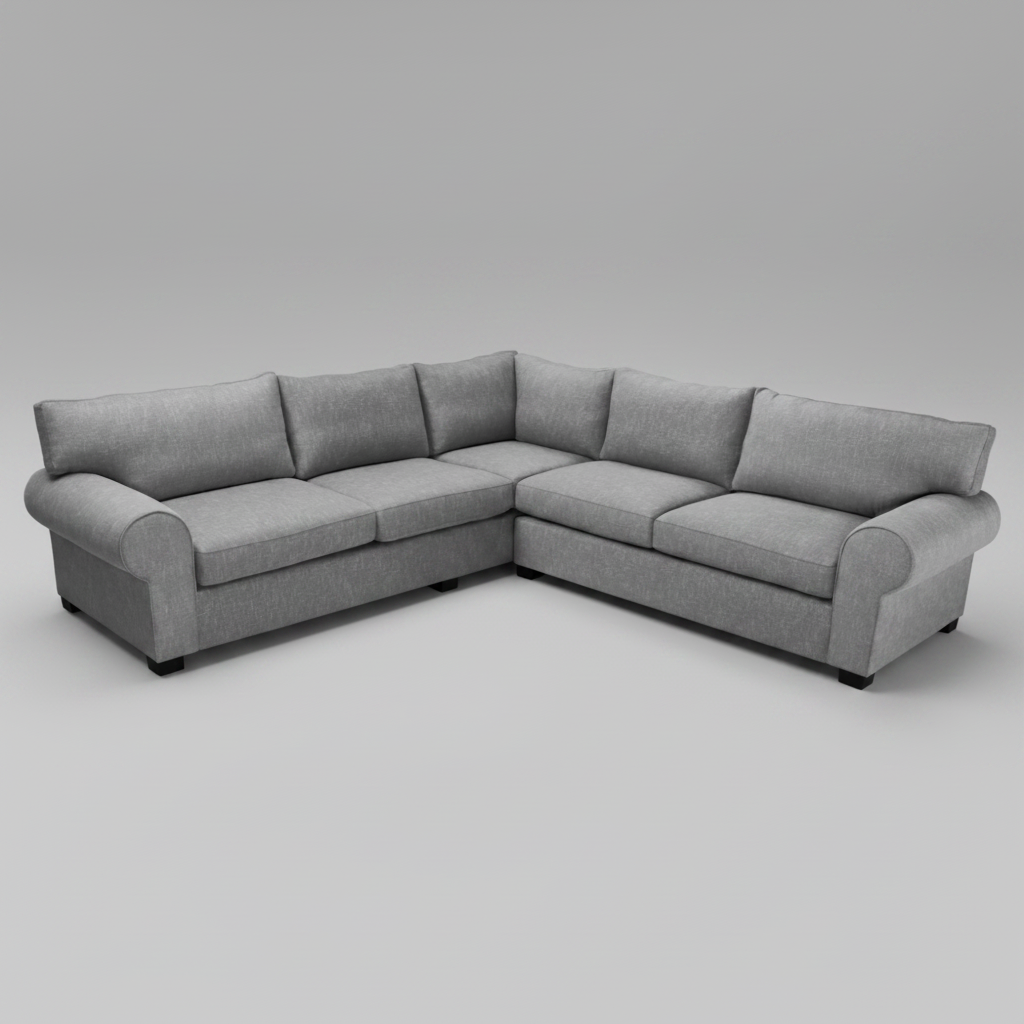 Gray sectional sofa on a plain background
