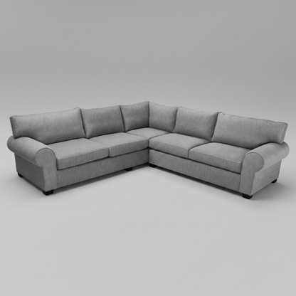 Gray sectional sofa on a plain background