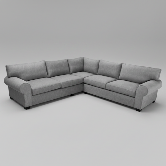 Gray sectional sofa on a plain background