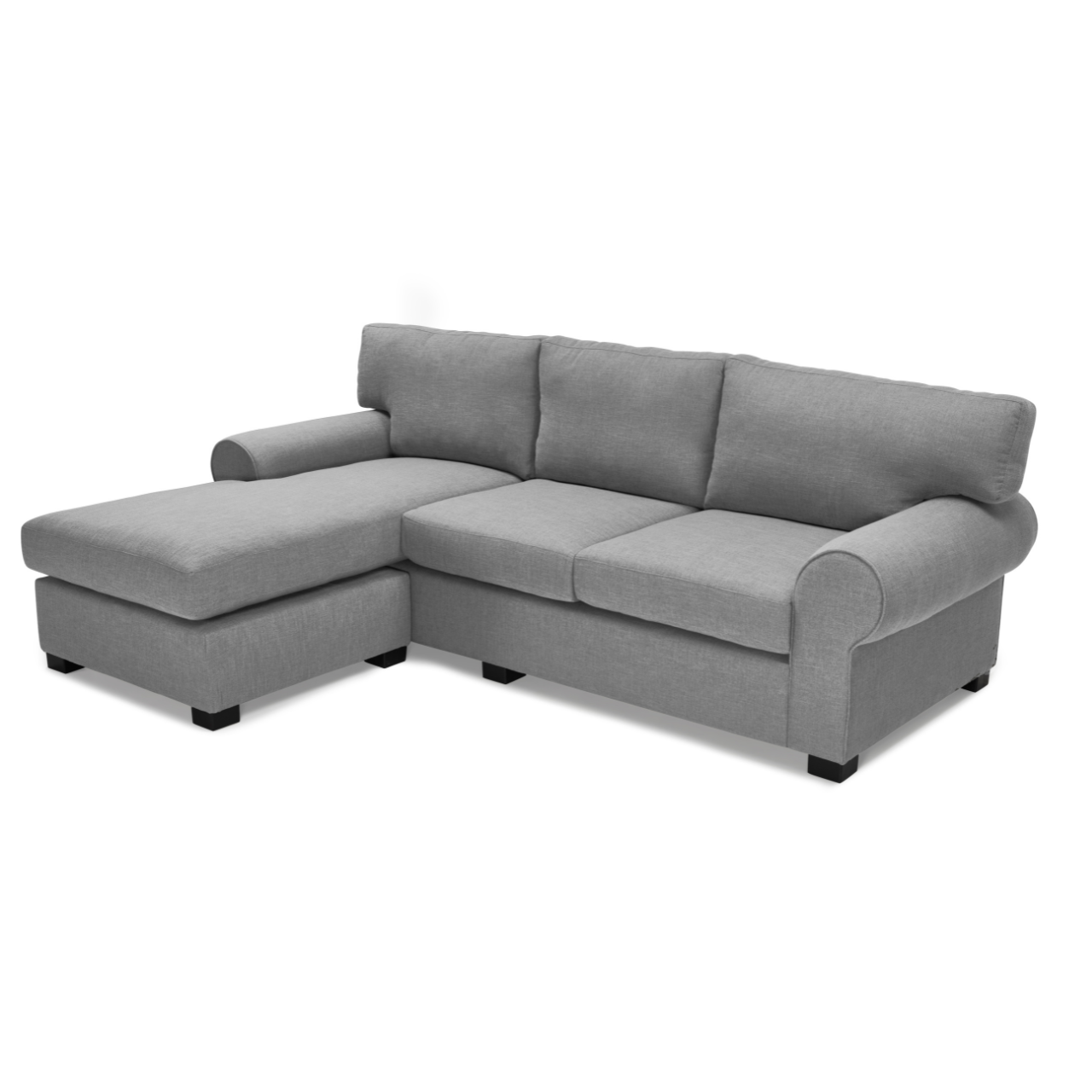 Anna L-Shaped Daybed Couch with round arms, showcasing a blend of classic and modern design