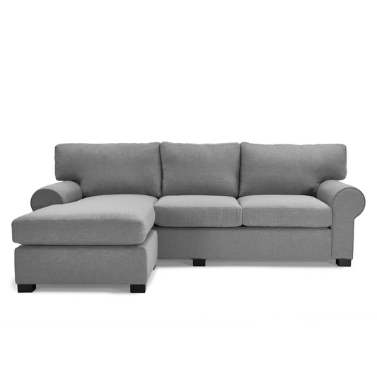 Stylish Anna L-Shaped Daybed Couch featuring a round arm design and customizable upholstery.