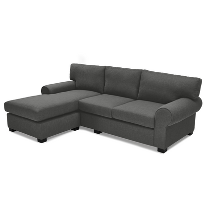 Customizable Anna L-Shaped Daybed Couch with plush upholstery and a classic round arm design.